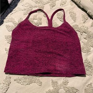 Beyond Yoga Seamless Dark Pink with black  Heathered Cropped Tank Top